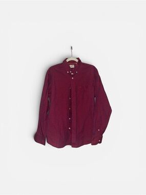 Dockers Men's Burgundy and Navy Plaid Button-Down Shirt